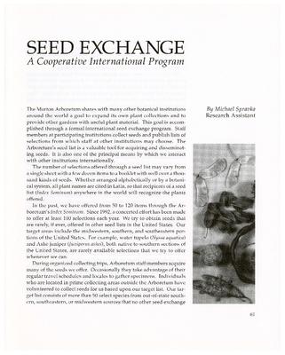 Seed Exchange: A Cooperative International Program