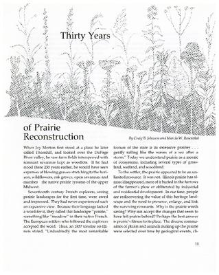 Thirty Years of Prairie Reconstruction