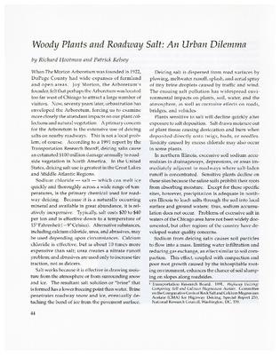 Woody Plants and Roadway Salt: An Urban Dilemma