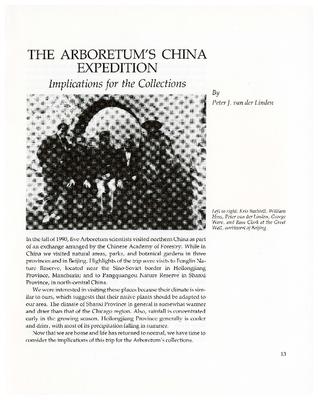 The Arboretum’s China Expedition: Implications for the Collections