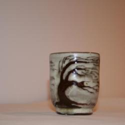 small ceramic brown vase with narrow rim - jug shaped