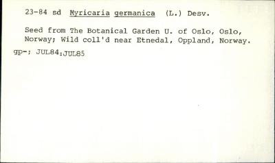 Plant Records Card Catalog, Myricaria