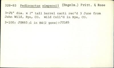 Plant Records Card Catalog, Pediocactus (pincushion cactus)