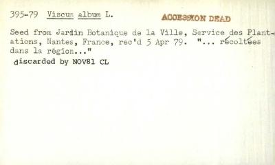 Plant Records Card Catalog, Viscum (mistletoe)