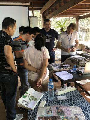 Participants reviewing Red List assessments during SEABG workshop in Pha Tad Ke Botanical Garden