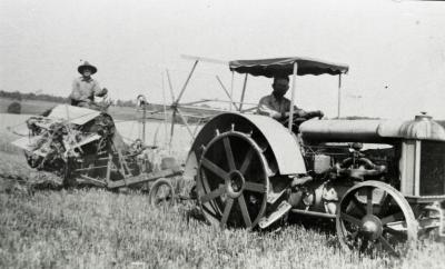 Arnold Berg Sr. on Arboretum's first tractor at Lisle Farms