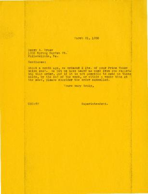 1928/03/21: Clarence E. Godshalk to Henry A. Dreer