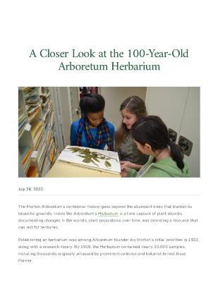 A Closer Look at the 100-Year-Old Arboretum Herbarium