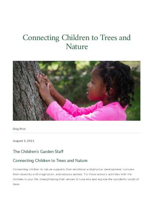 Connecting Children to Trees and Nature