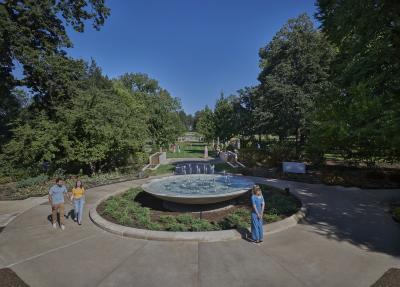 The Grand Garden, with people posing, leading up to opening day on Sept. 18, 2022 
