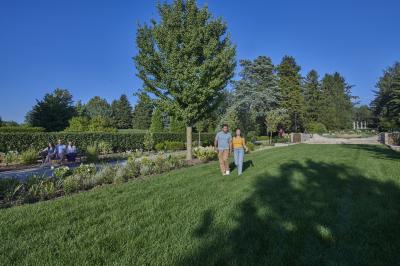 The Grand Garden, with people posing, leading up to opening day on Sept. 18, 2022 
