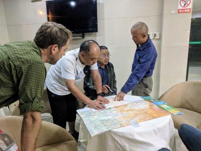 Reviewing Maps for 2018 NACPEC Expedition in Hubei, China