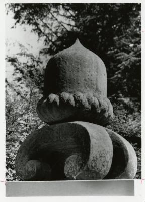 Ornamental stone acorn on Arboretum east entrance gatepost
