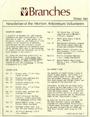 Branches: A Newsletter for the Volunteers of The Morton Arboretum, Winter 1982