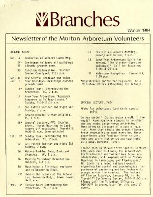 Branches: A Newsletter for the Volunteers of The Morton Arboretum, Winter 1984