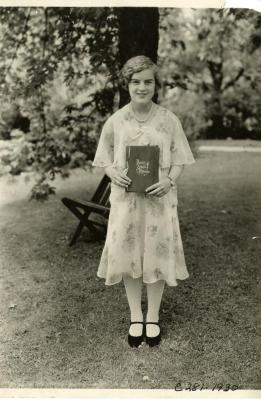 Catherine van Gemert holding public school diploma
