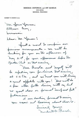 Letter from Norbert W. Roeder to Jens Jensen