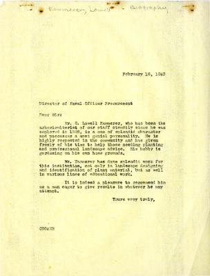 1943/02/18: C. E. Godshalk to Director of Naval Officer Procurement