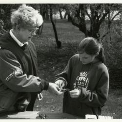 Arbor Day, woman and young girl crafting