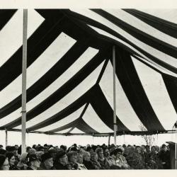 Arbor Day Centennial, James Olson, biographer of J. Sterling Morton, speaking to seated crowd under tent