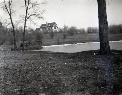 Morton residence from lower pond before addition of library wing