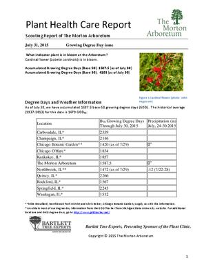 Plant Health Care Report: 2015, July 31 Growing Degree Day issue