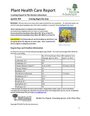 Plant Health Care Report: 2015, April 10 Growing Degree Day issue