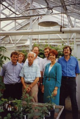 Collections and Grounds crew in greenhouse