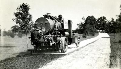One of the first black topping road jobs done in the Arboretum