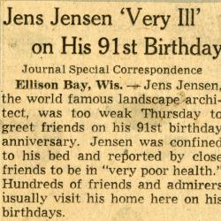 Jens Jensen 'Very Ill' on His 91st Birthday