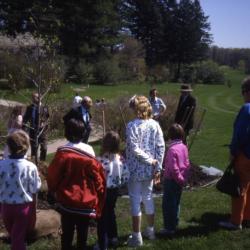 Group gathered at tree planting on Arbor Day near Meadow lake