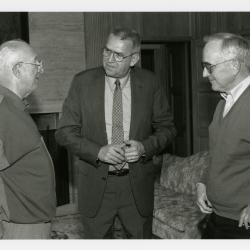 Jim Fuqua Retirement Party in Founders Room - Jim Fuqua (center) and Frank Pollack