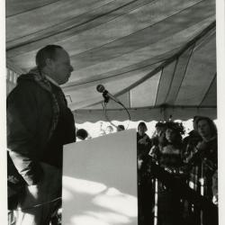 Earth Day - Charles Haffner at podium in tent