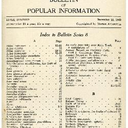 Bulletin of Popular Information V. 08 No. 13 Index