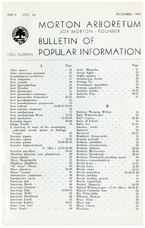 Bulletin of Popular Information V. 14 Index 