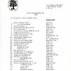 Seed Exchange List 1973