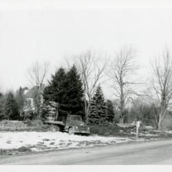 Truck at Arboretum entrance road during recontruction when Route 53 was widened