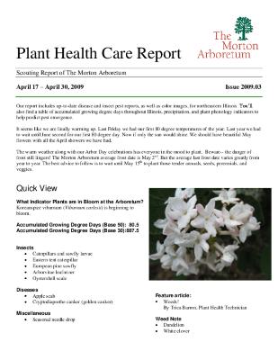 Plant Health Care Report: Issue 2009.03