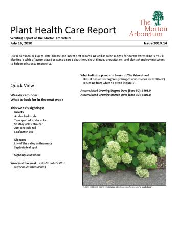 Plant Health Care Report: Issue 2010.14