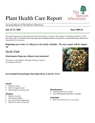 Plant Health Care Report: Issue 2009.16