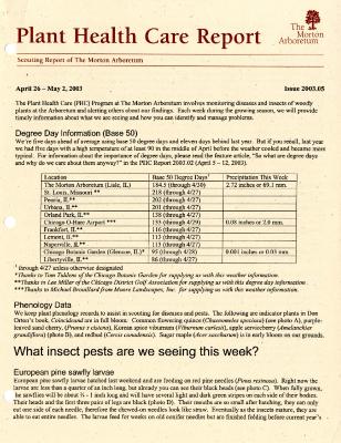 Plant Health Care Report: Issue 2003.05