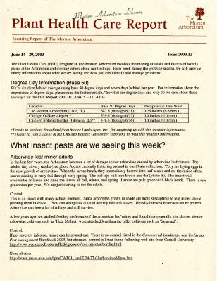 Plant Health Care Report: Issue 2003.12