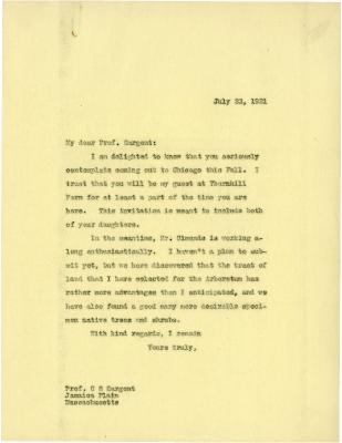 1921/07/23: [Joy Morton] to C. S. Sargent