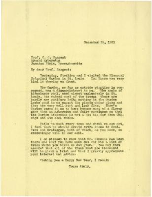 1921/12/29: Joy Morton to C. S. Sargent