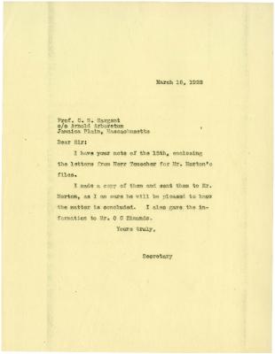 1922/03/18: [Mrs. N. A. Bryan] to C. S. Sargent