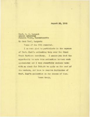 1922/08/25: Joy Morton to C. S. Sargent
