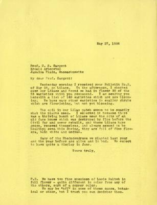 1924/05/27: Joy Morton to C. S. Sargent