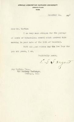 1923/12/22: C. S. Sargent to Joy Morton