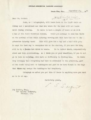1924/09/15: C. S. Sargent to Joy Morton