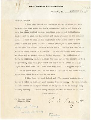 1924/09/18: C. S. Sargent to Joy Morton